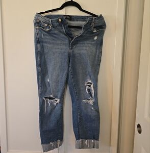 GAP Distressed Blue Ankle Cropped Pants
